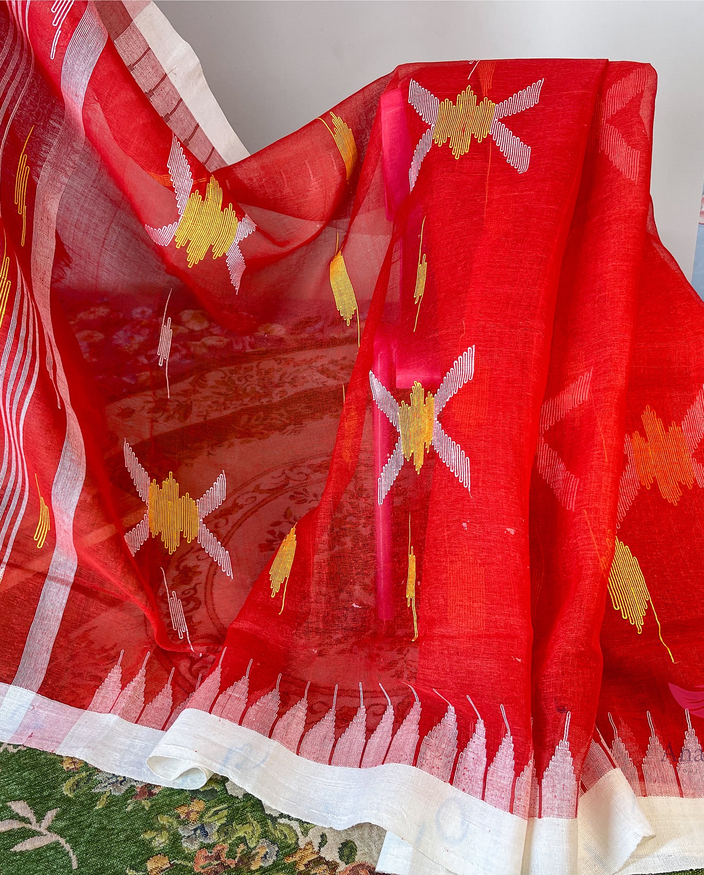 Ruby Red Monipuri Saree - Image 2